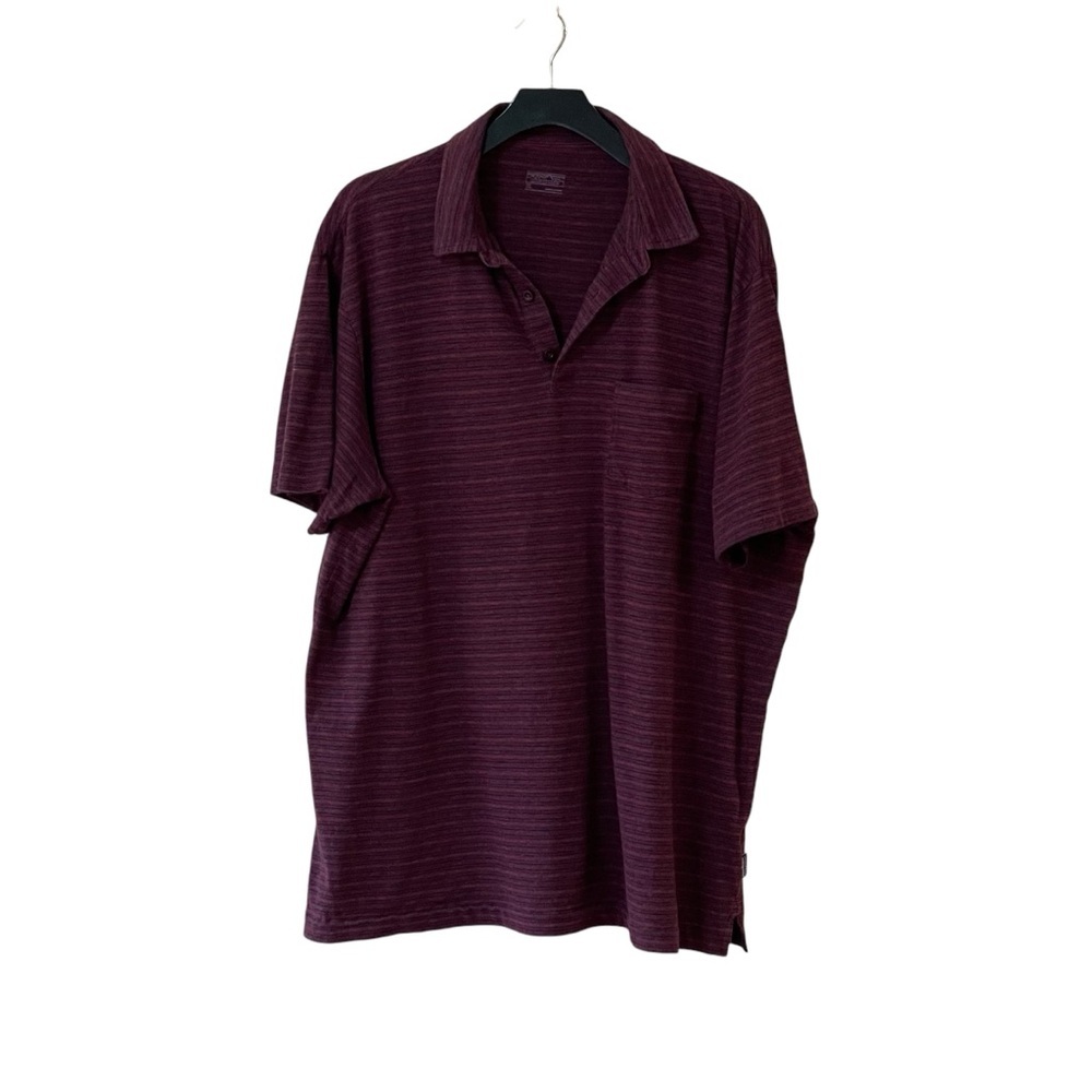 Patagonia Men’s 100% Organic Cotton Squeaky Clean Striped‎ Dark Red Polo